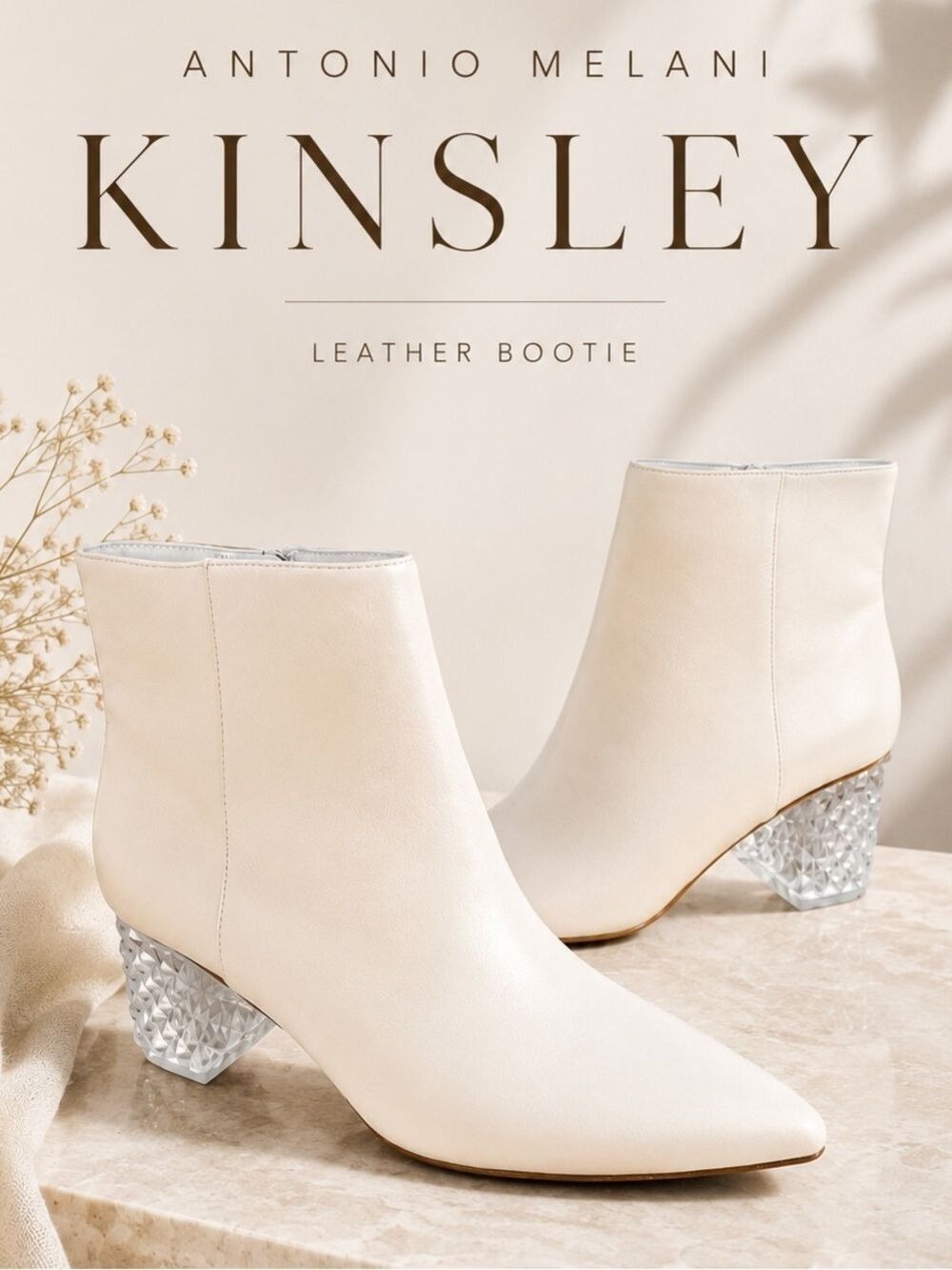 NWOB $159 Kinsly Antonio Melani Suede Bootie - Leather & Leather Sole - Creme